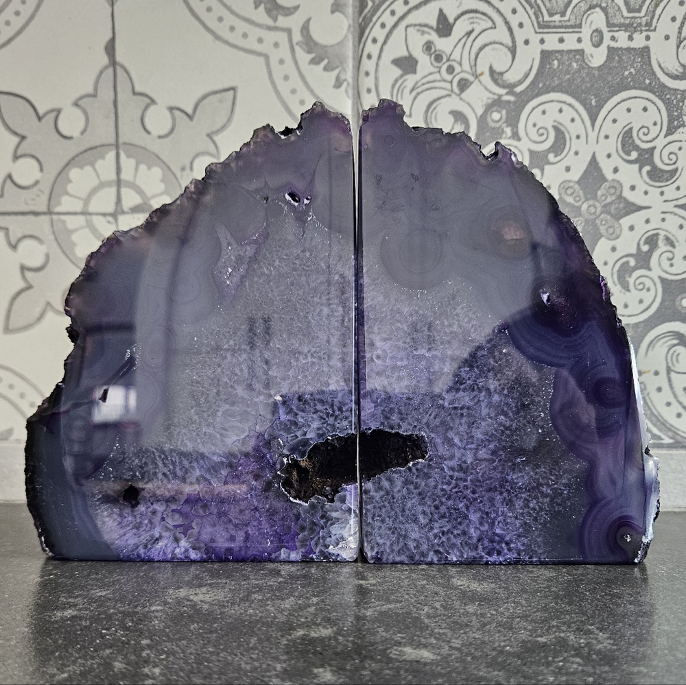 Purple Agate Book Ends